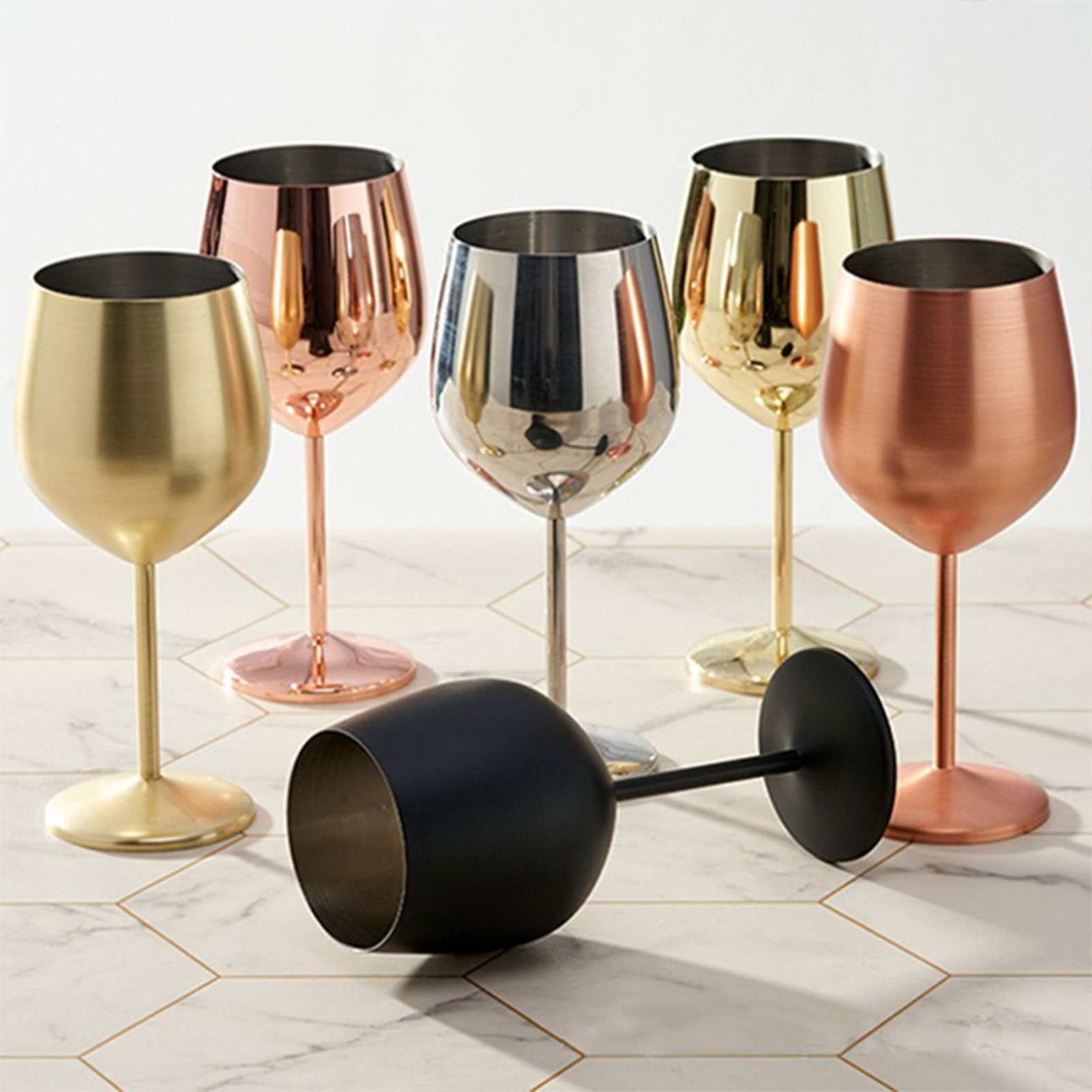 Champagne Flute Pair - Stainless Steel Wine Glass Shatterproof Metal