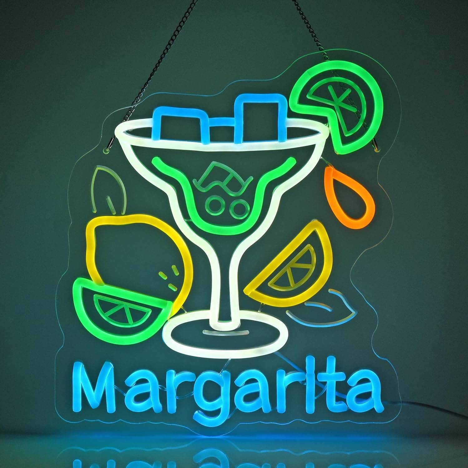Beer & Wine Jockey Plaza Shopping - Margarita Neon Sign Wall Art Decoration