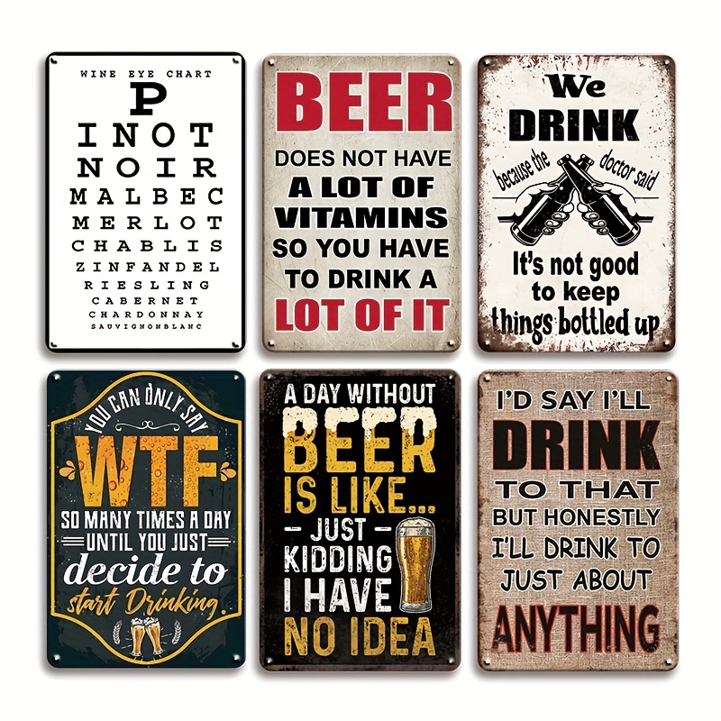 Beer And Wine Quote - Funny Beer Wine Quote Vintage Metal