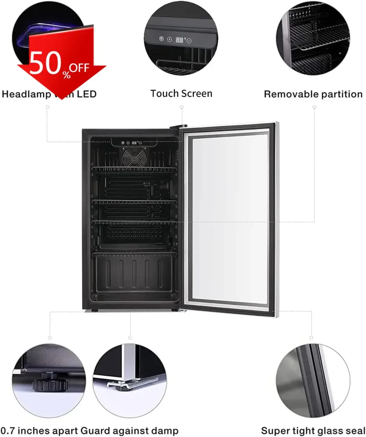 Wine Beer Fridge Cabinet - 26 Bottle 130 Can Wine Cooler/Cabinet