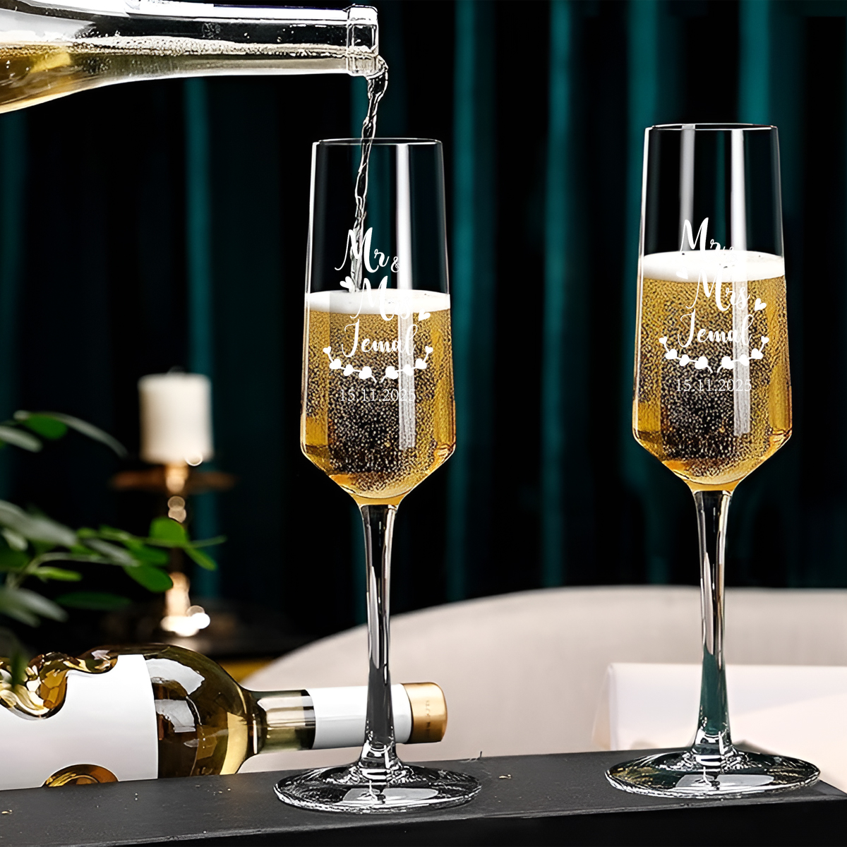 Custom Wedding Champagne Glass - Champagne Flute Pair recension och pris