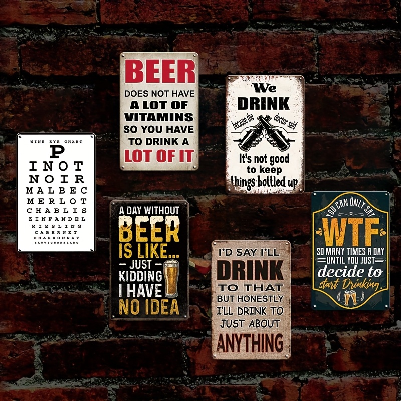 Vintage Assorted Funny Beer Wi - Beer And Wine Quote recension och pris