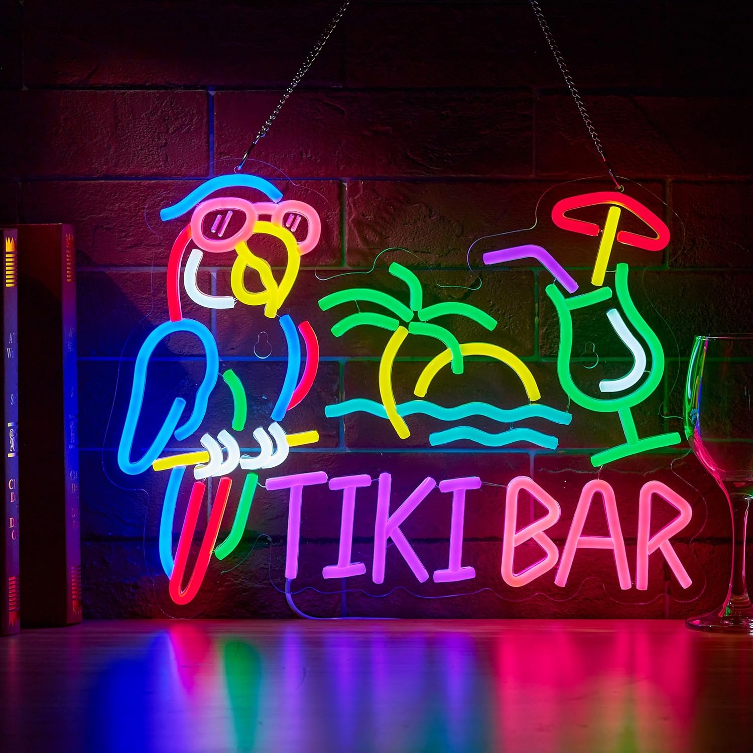 Tiki Bar Parrot Palm Tree Neon - Beer & Wine Jockey Plaza Shopping recension och pris