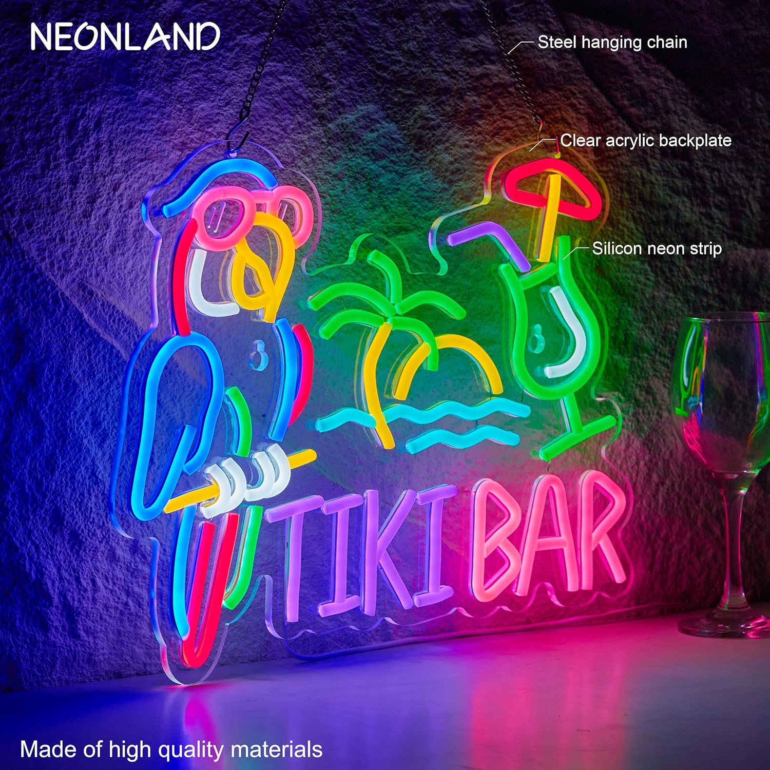 Tiki Bar Parrot Palm Tree Neon - Beer & Wine Jockey Plaza Shopping recension och pris