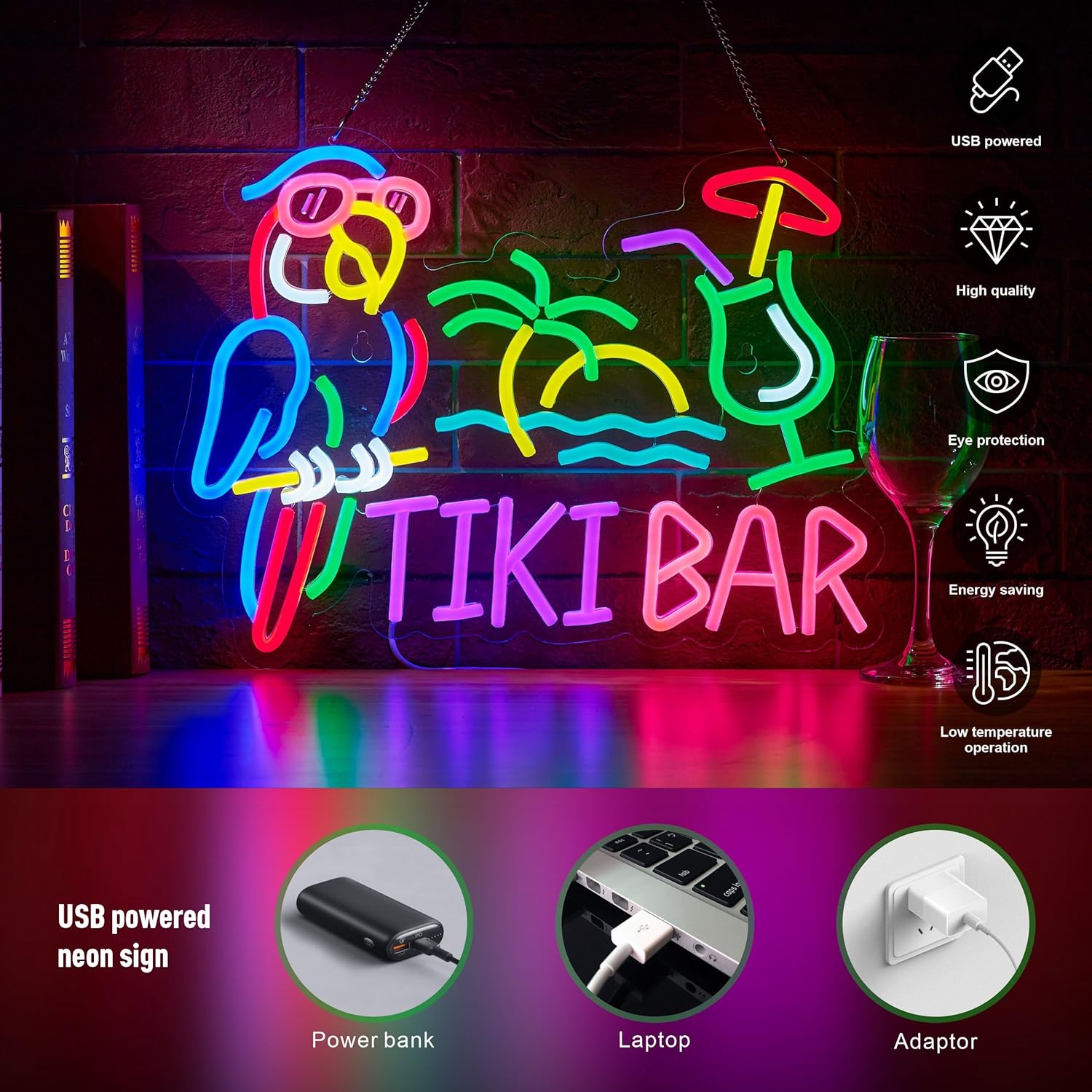 Tiki Bar Parrot Palm Tree Neon - Beer & Wine Jockey Plaza Shopping recension och pris