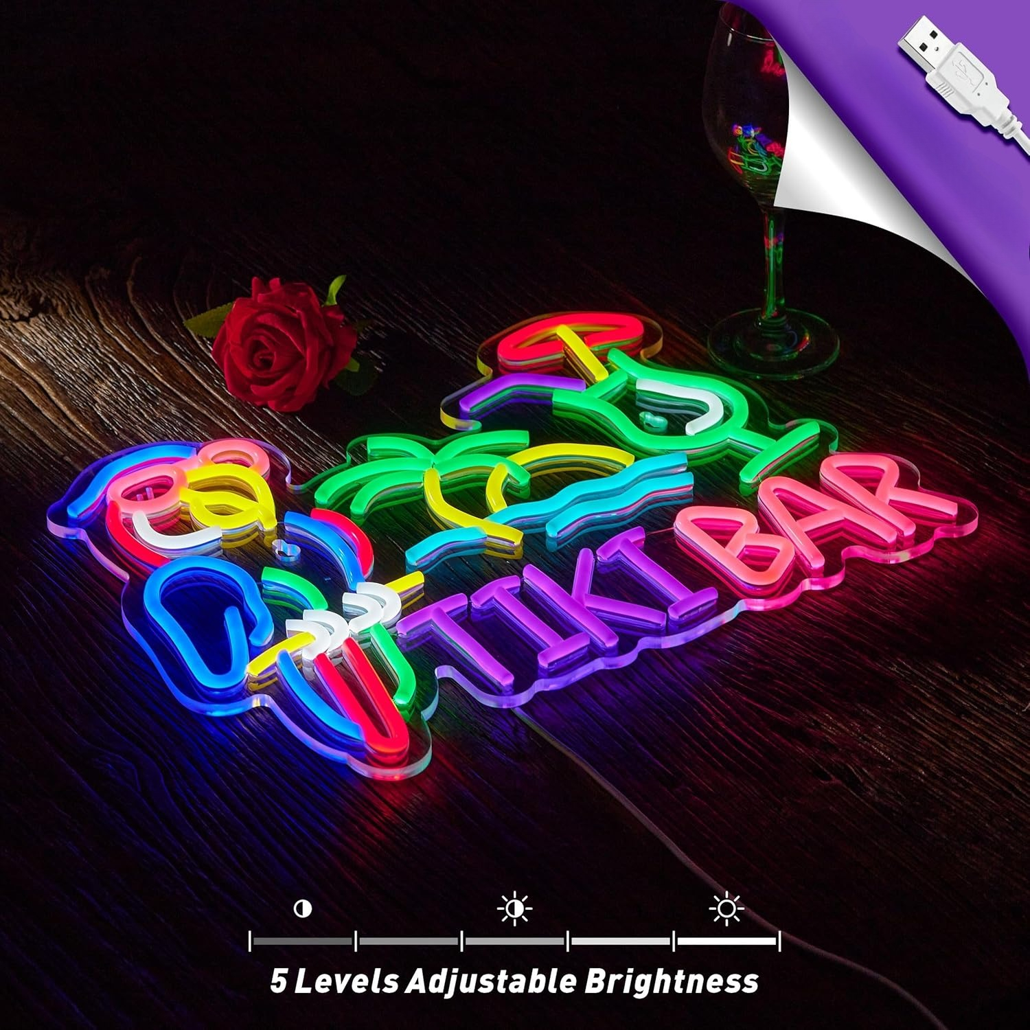 Tiki Bar Parrot Palm Tree Neon - Beer & Wine Jockey Plaza Shopping recension och pris