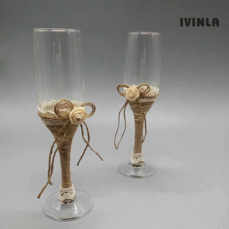 Hot selling 1 pair Rustic Wedd - Champagne Flute Pair recension och pris